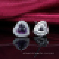 Damen 925 Sterling Silber Mode Elegant Heart-Shaped Amethyst Ohrstecker